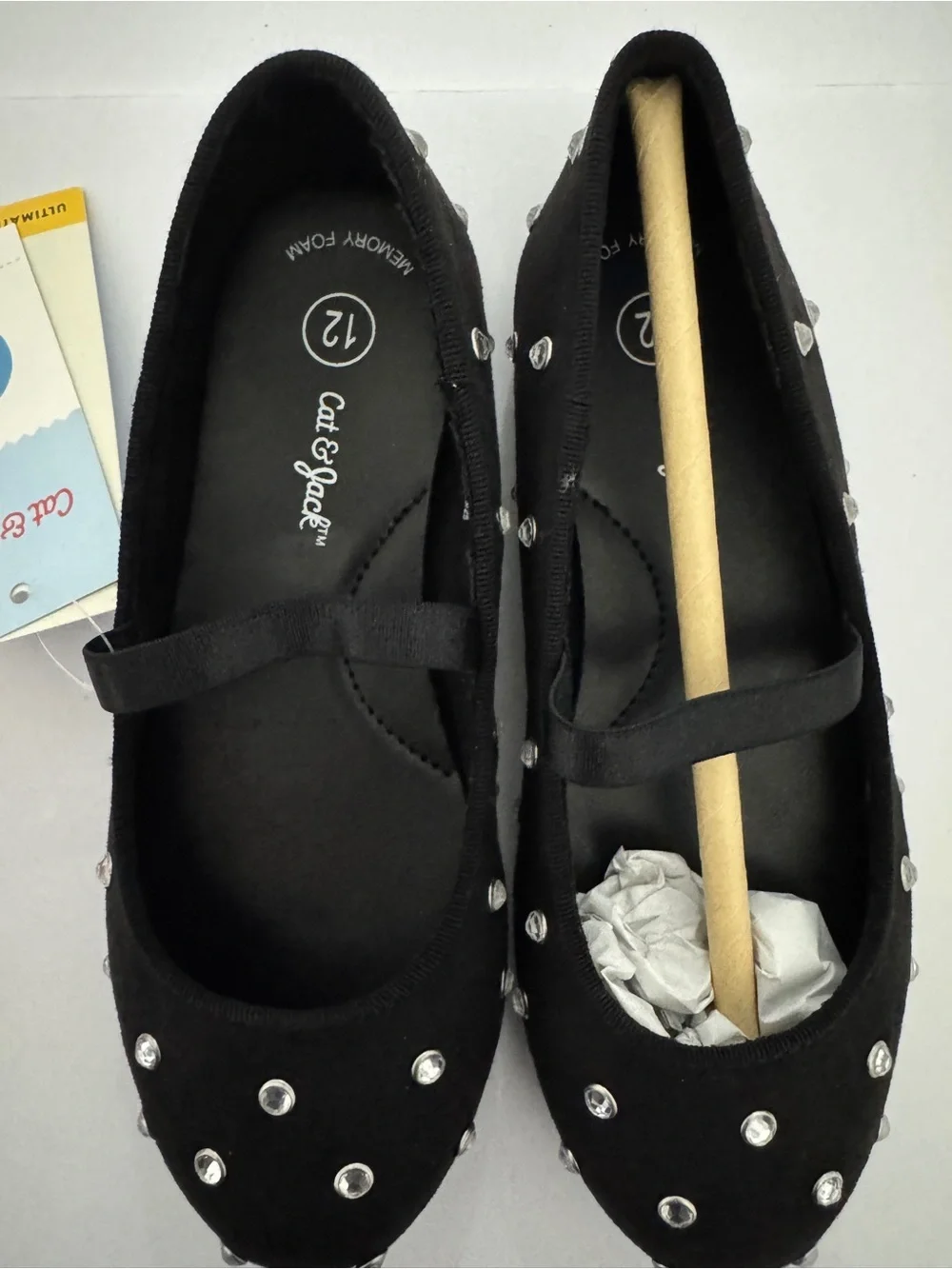 Cat & Jack Black Studded Mary Jane Flats